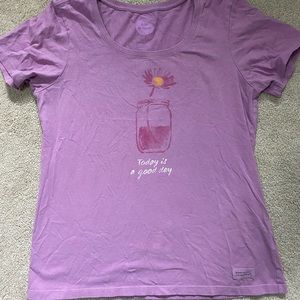 Life Is Good Short Sleeve Shirt Flower Graphic